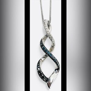 Kay Jewelers Sterling Silver Infinity Necklace | 1/8ct TW Blue White Black Diam